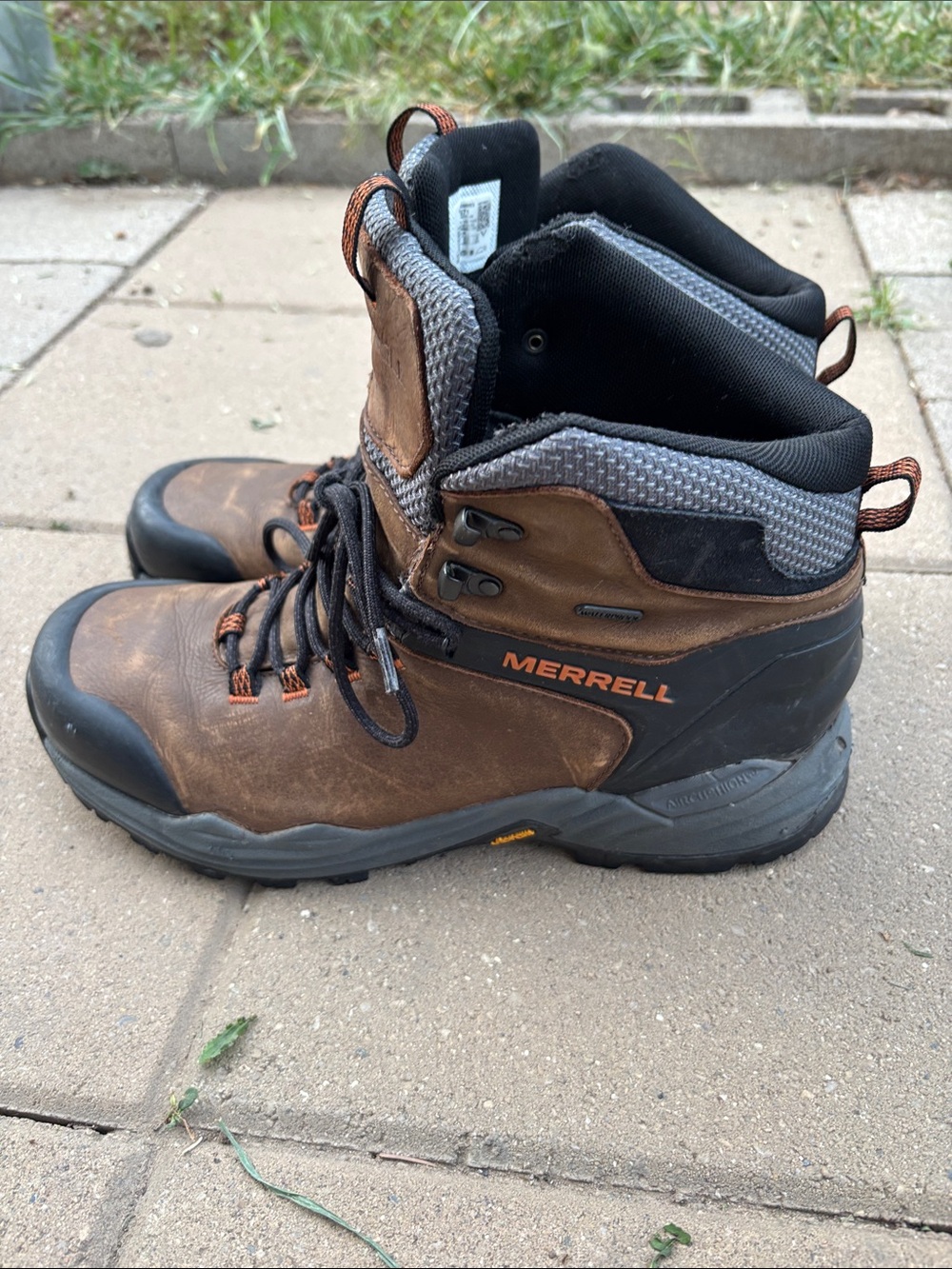 Merrell Brown and Black Waterproof Leather Hiking Boots - Picture 3 of 8